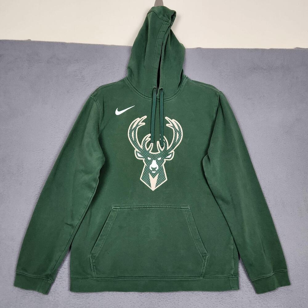 Milwaukee Bucks Hoodie Mens Large Green NBA Basketball Nike Pullover Sweatshirt